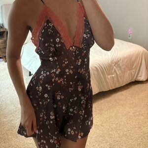 ASOS Satin Floral Lace Trim Romper